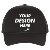 Valucap Foam Mesh-Back Trucker Cap, Black / Black / Black, Front view, Mockup