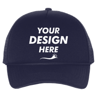 Valucap Foam Mesh-Back Trucker Cap, Navy / Navy / Navy, Front view, Mockup