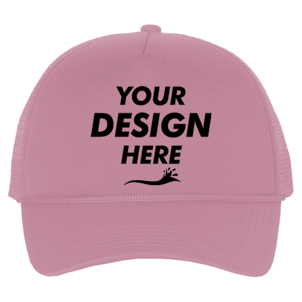 Valucap Foam Mesh-Back Trucker Cap, Pink / Pink / Pink, Front view, Mockup