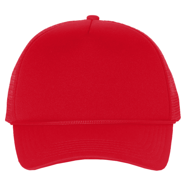 Valucap Foam Mesh-Back Trucker Cap, Red / Red / Red, Front view