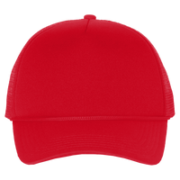 Valucap Foam Mesh-Back Trucker Cap, Red / Red / Red, Front view