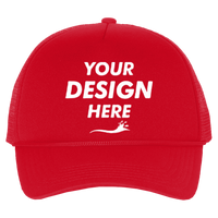 Valucap Foam Mesh-Back Trucker Cap, Red / Red / Red, Front view, Mockup
