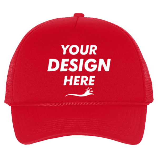 Valucap Foam Mesh-Back Trucker Cap, Red / Red / Red, Front view, Mockup