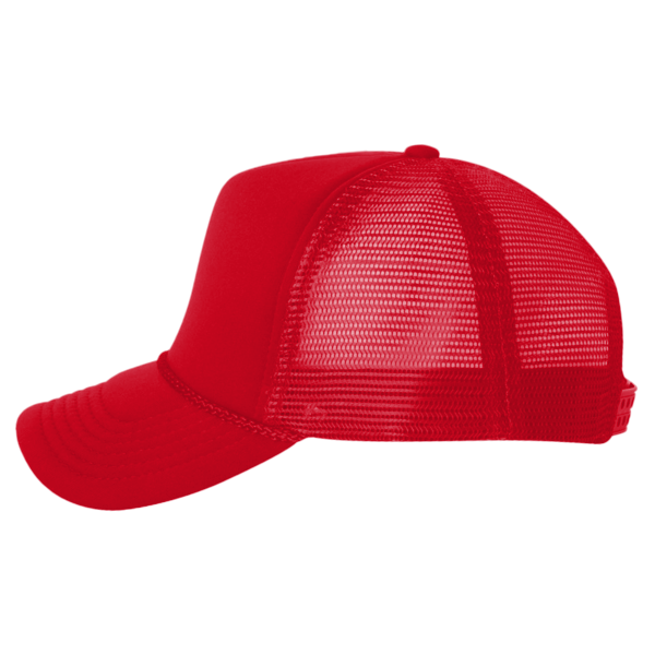 Valucap Foam Mesh-Back Trucker Cap, Red / Red / Red, Left Side view