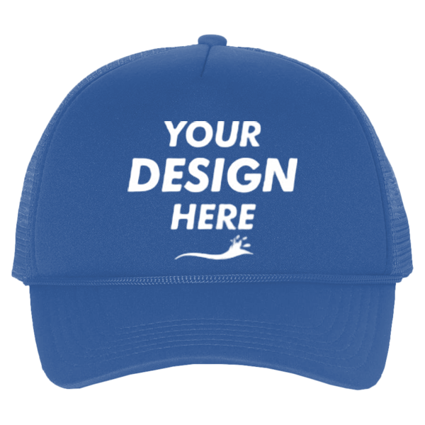 Valucap Foam Mesh-Back Trucker Cap, Royal / Royal / Royal, Front view, Mockup