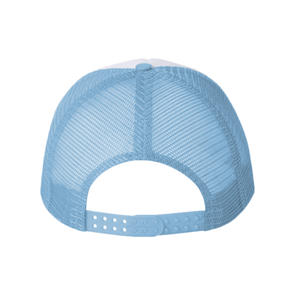 Valucap Foam Mesh-Back Trucker Cap, White / Baby Blue / Baby Blue, Back view