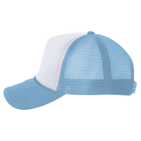 Valucap Foam Mesh-Back Trucker Cap, White / Baby Blue / Baby Blue, Left Side view