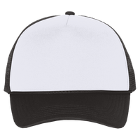 Valucap Foam Mesh-Back Trucker Cap, White / Black / Black, Front view
