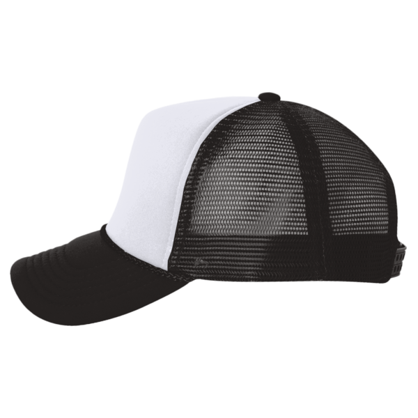 Valucap Foam Mesh-Back Trucker Cap, White / Black / Black, Left Side view