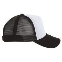 Valucap Foam Mesh-Back Trucker Cap, White / Black / Black, Right Side view