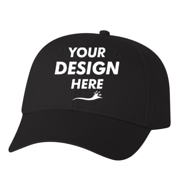 Valucap Lightweight Twill Cap, Black, Front view, Mockup