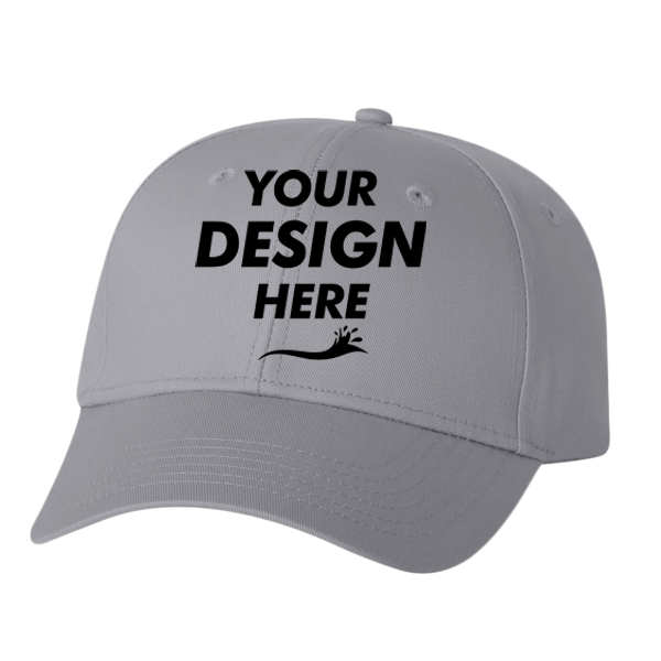 Valucap Lightweight Twill Cap, Grey, Front view, Mockup