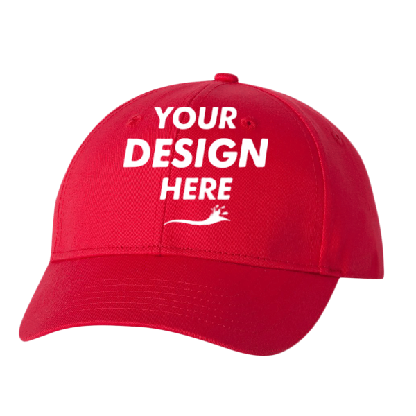 Valucap Lightweight Twill Cap, Red, Front view, Mockup