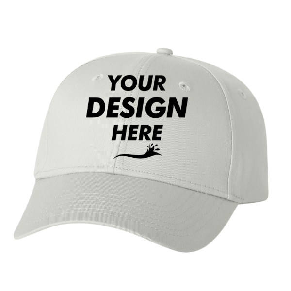 Valucap Lightweight Twill Cap, White, Front view, Mockup