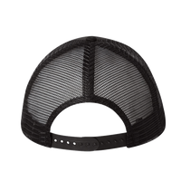 Valucap Mesh-Back Twill Trucker Cap, Black / Black / Black, Back view