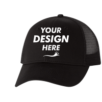 Valucap Mesh-Back Twill Trucker Cap, Black / Black / Black, Front view, Mockup