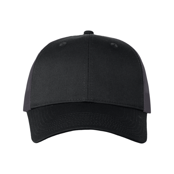 Valucap Mesh-Back Twill Trucker Cap, Black / Charcoal / Charcoal, Front view