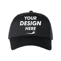 Valucap Mesh-Back Twill Trucker Cap, Black / Charcoal / Charcoal, Front view, Mockup
