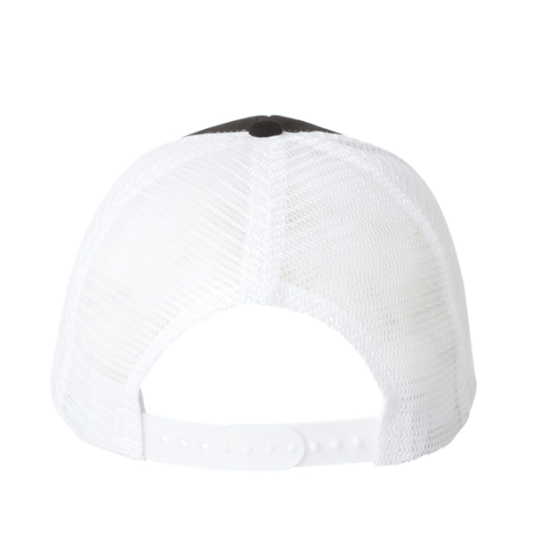 Valucap Mesh-Back Twill Trucker Cap, Black / White / White, Back view