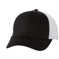 Valucap Mesh-Back Twill Trucker Cap, Black / White / White, Front view