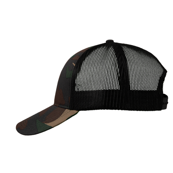 Valucap Mesh-Back Twill Trucker Cap, Camo / Black / Black, Left Side view