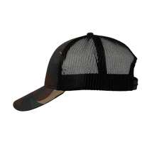 Valucap Mesh-Back Twill Trucker Cap, Camo / Black / Black, Left Side view