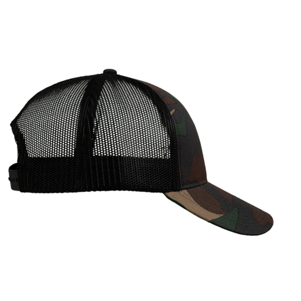Valucap Mesh-Back Twill Trucker Cap, Camo / Black / Black, Right Side view