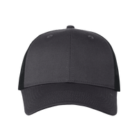 Valucap Mesh-Back Twill Trucker Cap, Charcoal / Black / Black, Front view