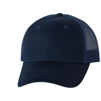 Valucap Mesh-Back Twill Trucker Cap, Navy / Navy / Navy, Front view