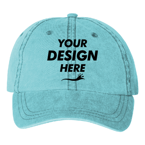Valucap Pigment-Dyed Cap, Aqua, Front view, Mockup