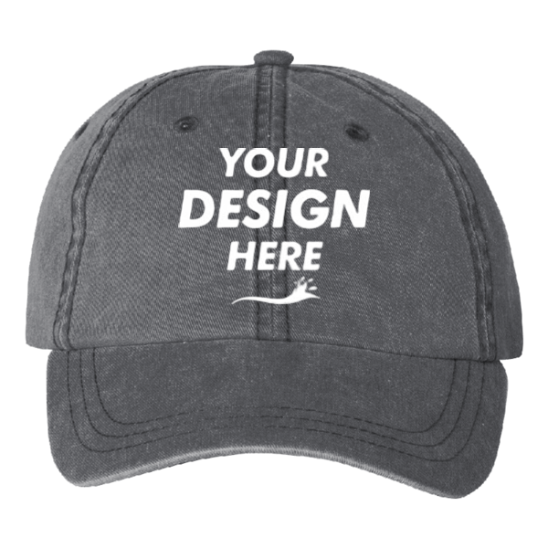 Valucap Pigment-Dyed Cap, Black, Front view, Mockup