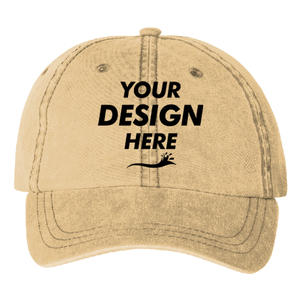 Valucap Pigment-Dyed Cap, Mustard, Front view, Mockup