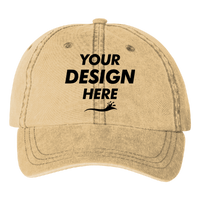 Valucap Pigment-Dyed Cap, Mustard, Front view, Mockup