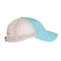 Valucap Pigment-Dyed Trucker Cap, Aqua / Stone / Stone, Right Side view