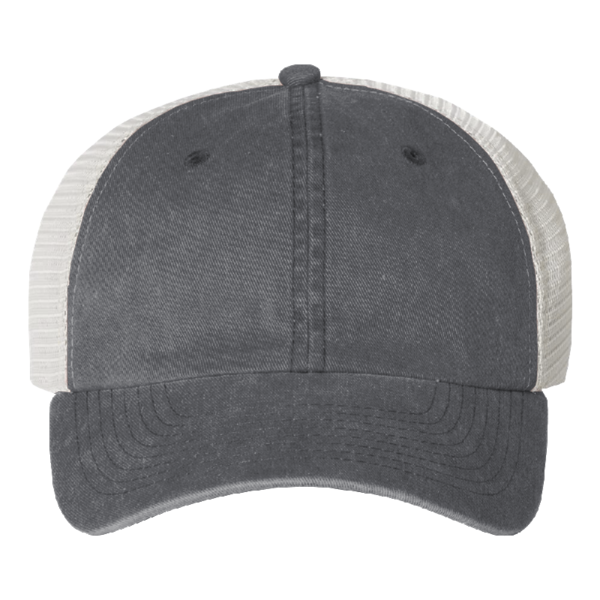 Valucap Pigment-Dyed Trucker Cap, Black / Stone / Stone, Front view