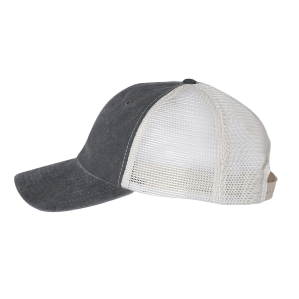 Valucap Pigment-Dyed Trucker Cap, Black / Stone / Stone, Left Side view