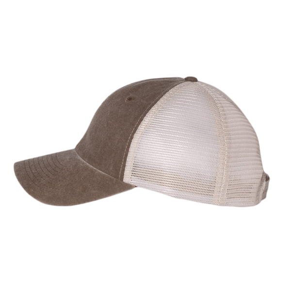 Valucap Pigment-Dyed Trucker Cap, Brown / Stone / Stone, Left Side view