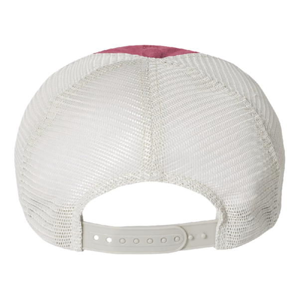 Valucap Pigment-Dyed Trucker Cap, Cardinal / Stone / Stone, Back view