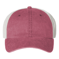Valucap Pigment-Dyed Trucker Cap, Cardinal / Stone / Stone, Front view