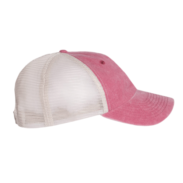 Valucap Pigment-Dyed Trucker Cap, Cardinal / Stone / Stone, Right Side view