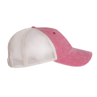 Valucap Pigment-Dyed Trucker Cap, Cardinal / Stone / Stone, Right Side view