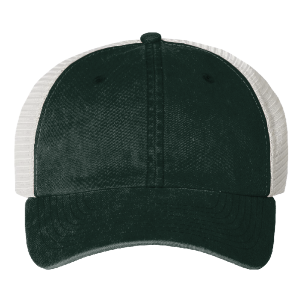 Valucap Pigment-Dyed Trucker Cap, Forest / Stone / Stone, Front view