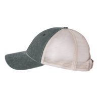 Valucap Pigment-Dyed Trucker Cap, Forest / Stone / Stone, Left Side view