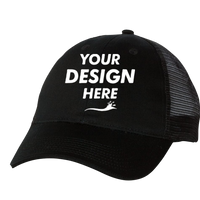 Valucap Sandwich Trucker Cap, Black / Black / Black, Front view, Mockup