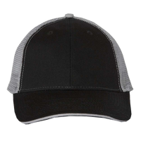 Valucap Sandwich Trucker Cap, Black / Grey / Grey, Front view