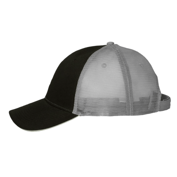 Valucap Sandwich Trucker Cap, Black / Grey / Grey, Left Side view