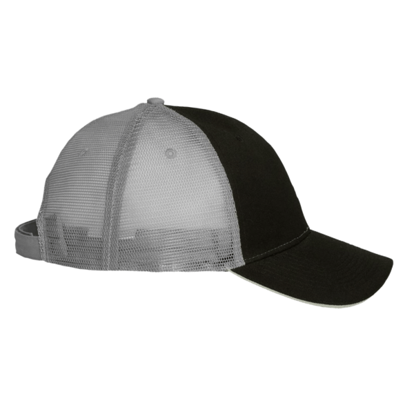 Valucap Sandwich Trucker Cap, Black / Grey / Grey, Right Side view