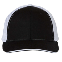 Valucap Sandwich Trucker Cap, Black / White / White, Front view