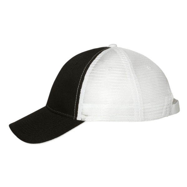 Valucap Sandwich Trucker Cap, Black / White / White, Left Side view
