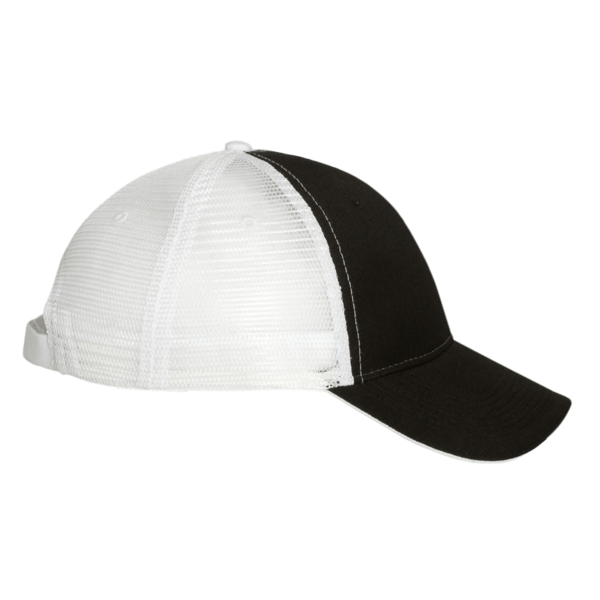 Valucap Sandwich Trucker Cap, Black / White / White, Right Side view
